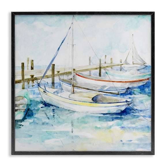 Stupell Industries Docked Sails on Stormy Seas Black Framed Giclee Art, design by Lorenzo Collective