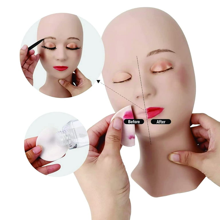Female Mannequin Head Makeup Practice Eyelashes Lip Massage Training Manikin  Dol
