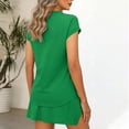 thumbnail image 5 of Stamozd 2 Piece Sets for Women Summer Crew Neck Short Sleeve Shirts and Skirt Shorts Dressy Casual Travel Outfits for Women Green M, 5 of 6