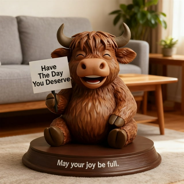 Yunuuuoa Cow Resin Statue Handmade Sculpture Home Decor Farmhouse Ornament Gift for Living Room Office Desk Shelf Mantel Wedding Party Festival Holiday Decoration