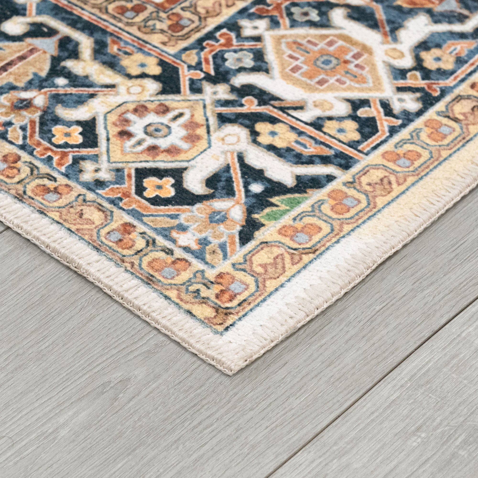 Traditional 8x10 Area Rug (7'5'' x 9'11'') Oriental Rust, Cream Living Room Easy to Clean Machine Washable