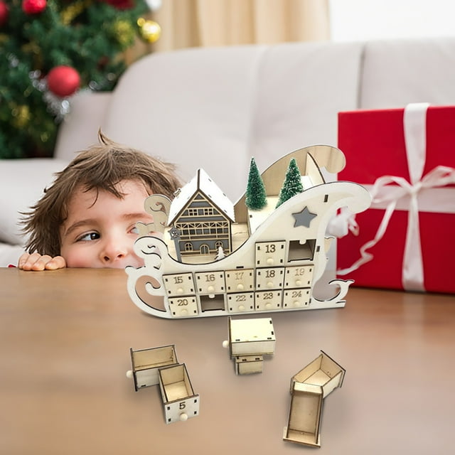 Calendario de Navegación XWSHYW Decoraciones Navideñas Madera con 24 Cuentas Regresivas