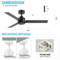thumbnail image 2 of ALKAFY 48-inch Modern Matte Black Ceiling Fan with Remote, 3 Composite Blades, 6-Speed Quiet DC Motor, for Indoor Spaces, 2 of 9