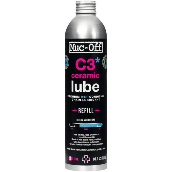 Muc-Off C3 Wet Ceramic Bike Chain Lube - 300ml, Aluminum Refill Bottle
