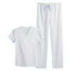 YZHM Nurses Uniforms Scrub Top for Women Ladies V-neck Solid Color Short-sleeved Pocket Carer Suit