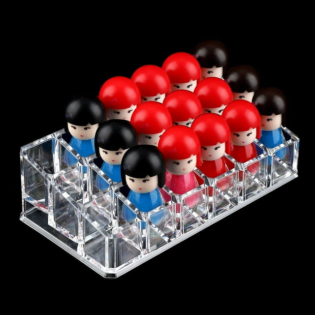 CAJA ORGANIA, 18 Rejillas de Acrílico Transparente, Organizador de Joyas, Caja Organización de Pendientes, Caja de Almacenamiento de Cosmética de 6,69 x 3,54 x 2,05