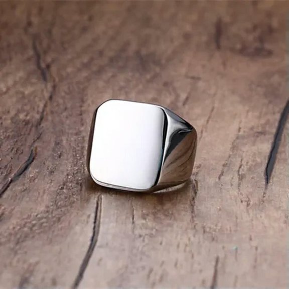 Black/Gold/Silver Big Square Band Men's Stainless Steel Polished Ring Size 7-14