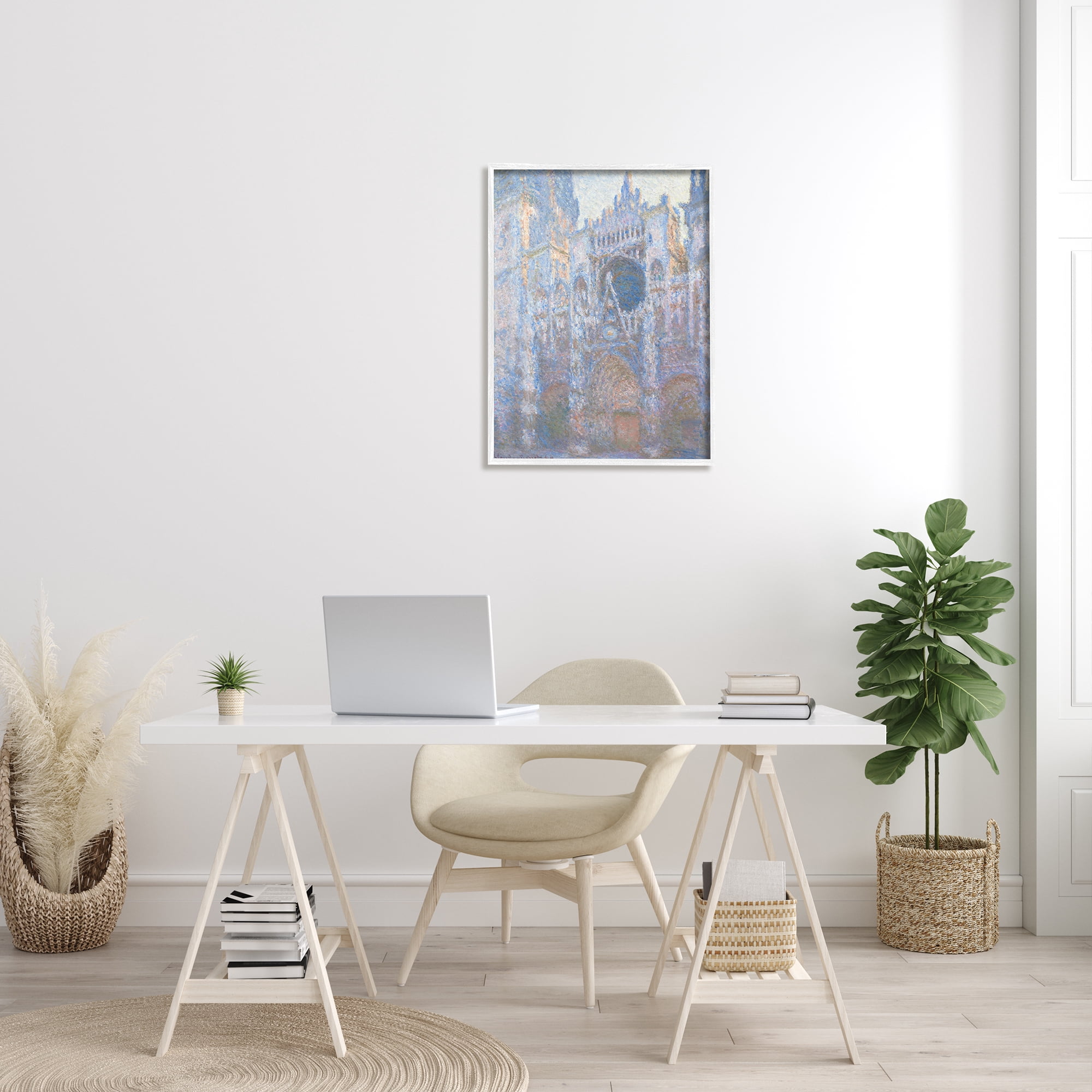 Stupell Industries Rouen Cathedral West Facade Classic Claude Monet Painting Painting White Framed Art Print Wall Art, Design by one1000paintings