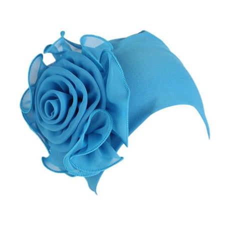

Dadaria Turbans for Women Fashion Women Ladies Retro Big Flowers Hat Turban Hat Cap Pile Cap Blue Women