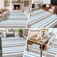 thumbnail image 6 of Blue Gray Washable Living Room Rugs 5'x8', Stripe Minimalist Vertical Stripes Modern Art Low Pile Throw Large Area Rug Non-Slip Sturdy Edge Binding Carpet for Living Room Kitchen Office, 6 of 9