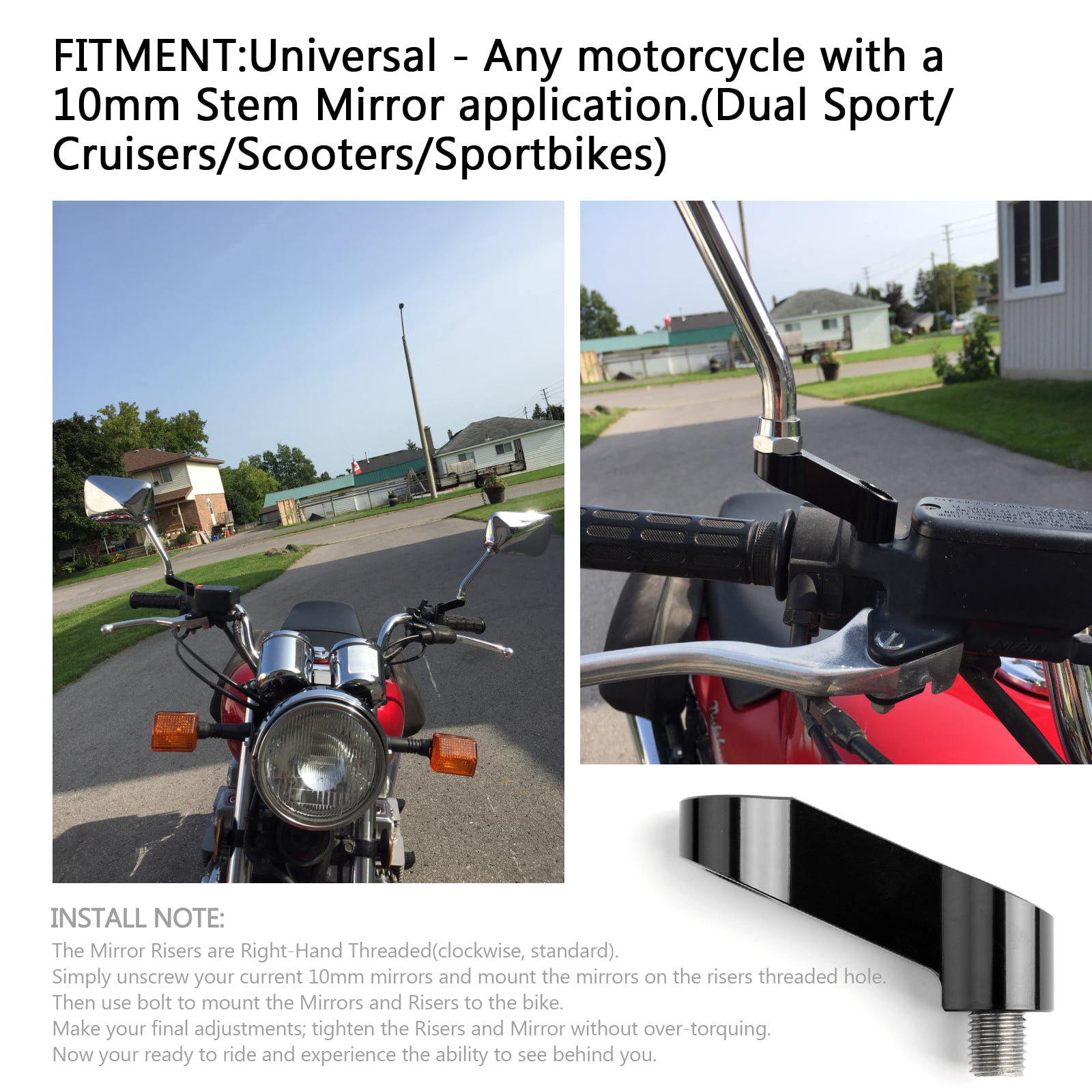 Details about   Pair Motorcycle Mirror Adapters RH 10mm Mount to RH 8mm Mirror Scooter Moped