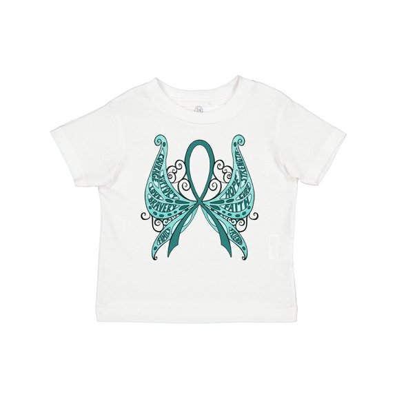 Inktastic Ovarian Cancer Awareness with Butterfly Ribbon Words Boys or Girls Toddler T-Shirt