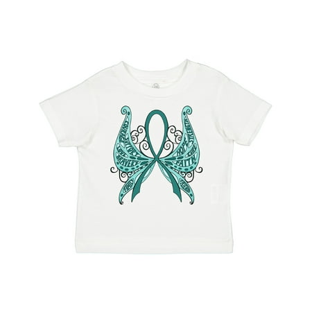 

Inktastic Ovarian Cancer Awareness with Butterfly Ribbon Words Gift Toddler Boy or Toddler Girl T-Shirt