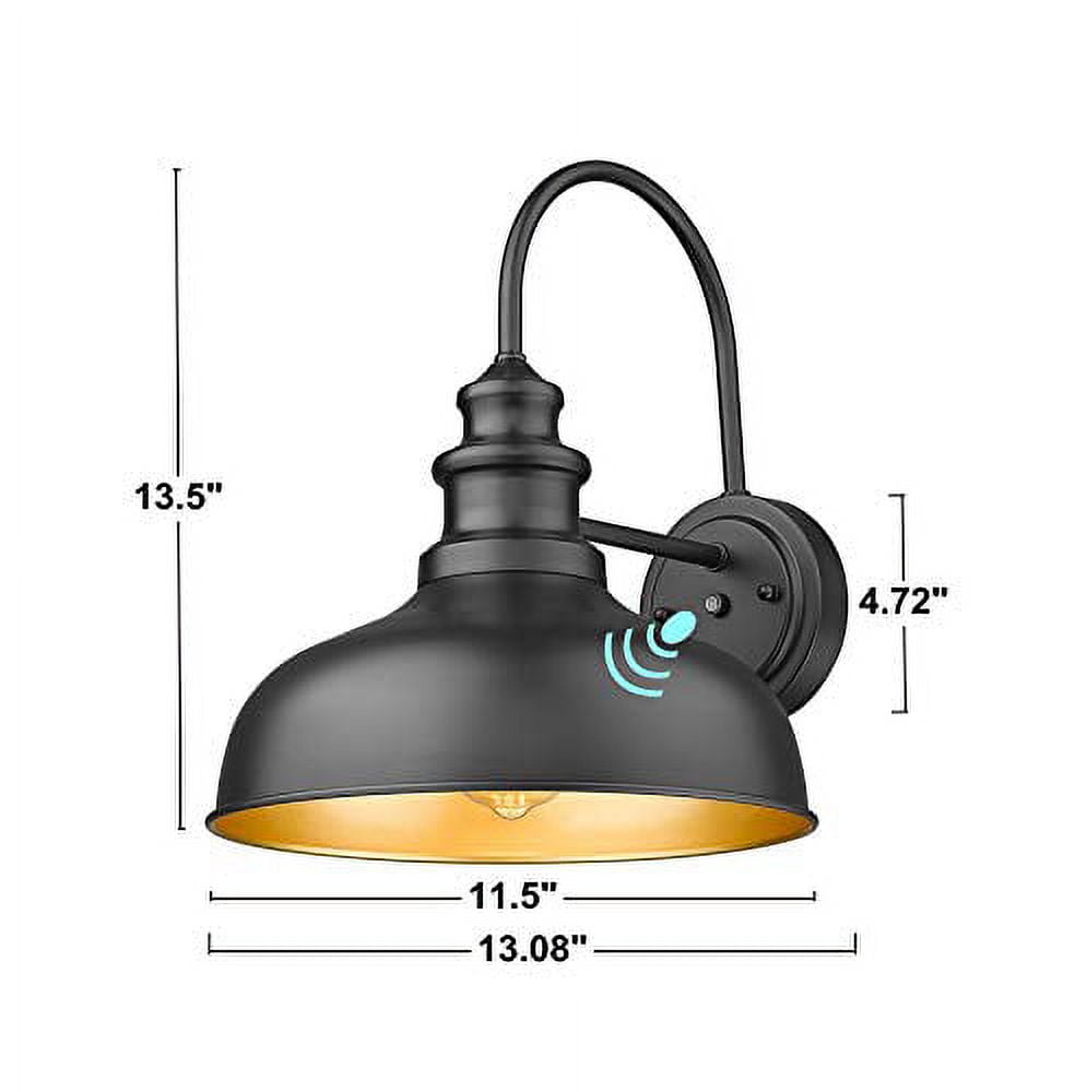 Bestshared Dusk to Dawn Sensor Farmhouse Gooseneck Barn Light, Outdoor Wall Sconce, Outdoor Black Finish&nbsp;Lantern for Porch with Contrast Color Interior