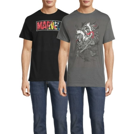 Marvel Venom Morph Logo Ripped Men's and Big Men's Graphic T-Shirts with Short Sleeves, 2 Pack