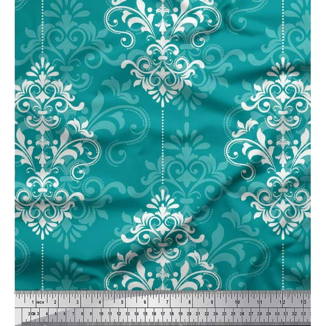 Soimoi Rayon Fabric Filigree Damask Fabric Prints by Yard 42 Inch Wide