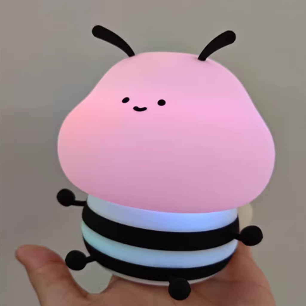 Dimmable Nursery Lamp USB Little Bees Silicone Night Light Rechargeable Bedside Lighting for and Adults