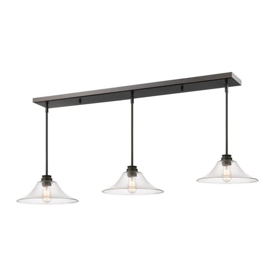 -3 Light Island/Billiard in Utilitarian Style-14 inches Wide By 6.13 inches High-Olde Bronze Finish Bailey Street Home 372-Bel-2009818