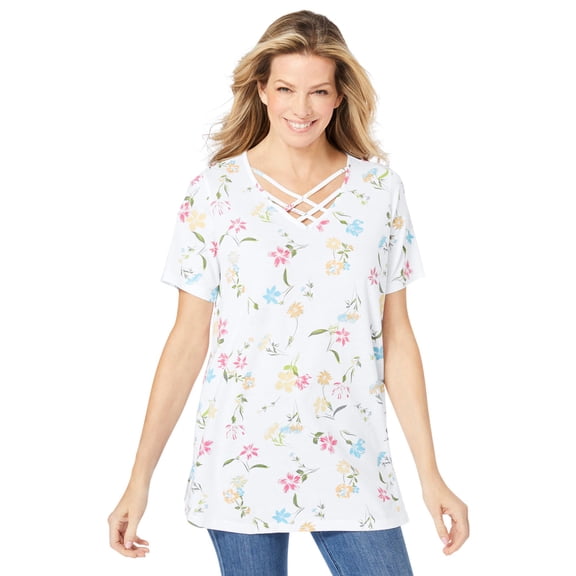 Woman Within Plus Size Criss Cross Tee