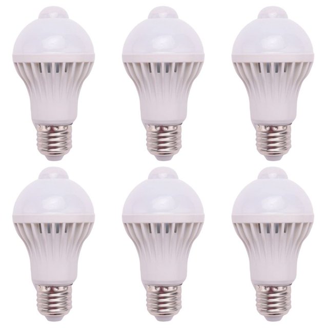 6X E27 Bombilla de Luz Led Luz del Sensor de Movimiento Lámpara de Sensor de Movimiento Led Pir Lámpara Luz 5W