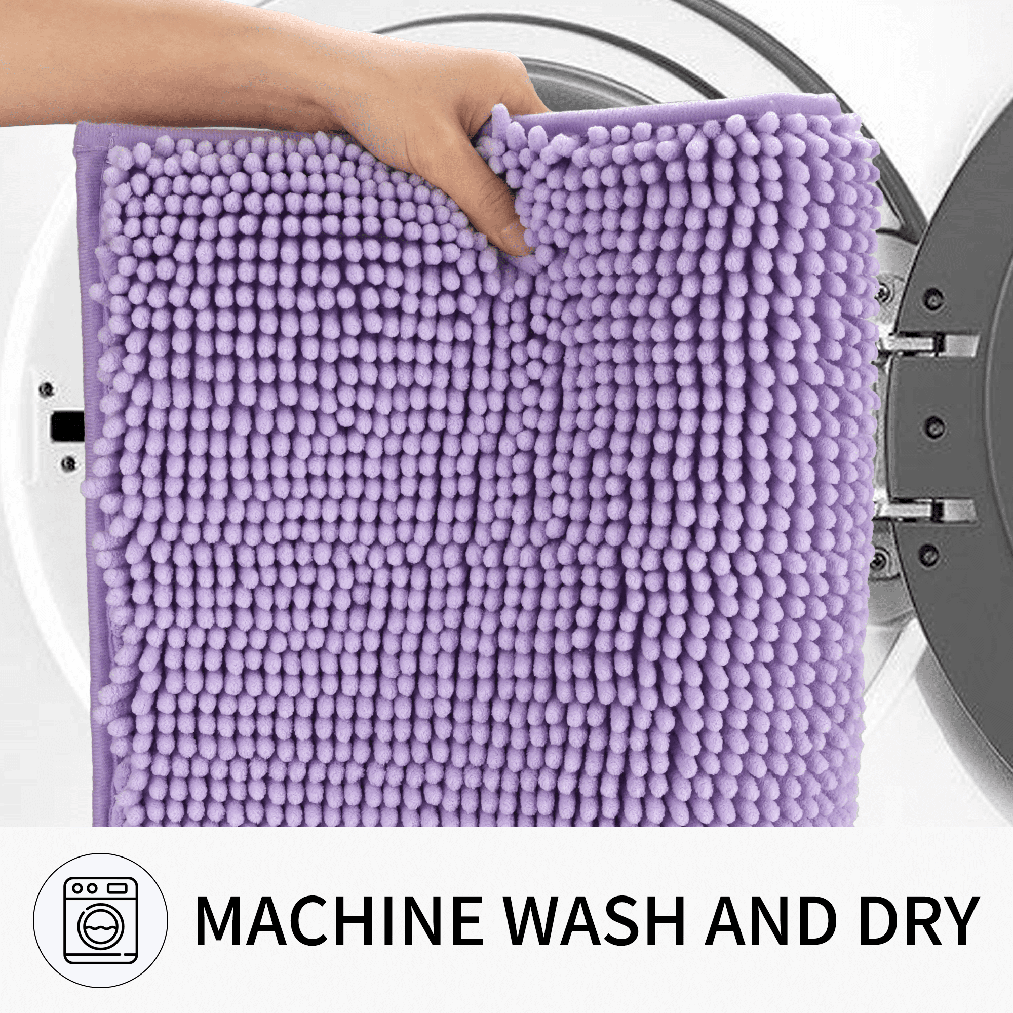 Evlmd Bathroom Rugs, Extra Soft Absorbent Shaggy Chenille Bath Rugs, Non-Slip Dark Purple Bath Mats for Bathroom Floor Tub and Shower, Home Decor Accessories, 24" X 59"