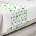 thumbnail image 2 of Shamrock Bed Runner, Saint Patrick Day Theme with Clover Leaf Royal Irish Tradition Classic Pattern, Decorative Accent Bedding Scarf for Hotels Homes and Guestrooms, Twin, Green White, by Ambesonne, 2 of 2