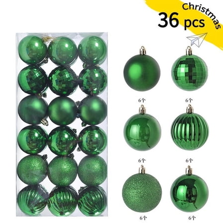 36pcs Christmas Ball Ornaments Shatterproof Christmas Ornaments Set Decorations for Xmas Tree Balls 40mm/1.57" (1.57'',Christmas Green)