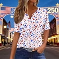 thumbnail image 2 of Short Sleeve Split Neck T Shirts for Women Plus Size Stars and Stripes 250th Anniversary USA Oversized Tunic Summer Casual Lightweight Tee White L, 2 of 5