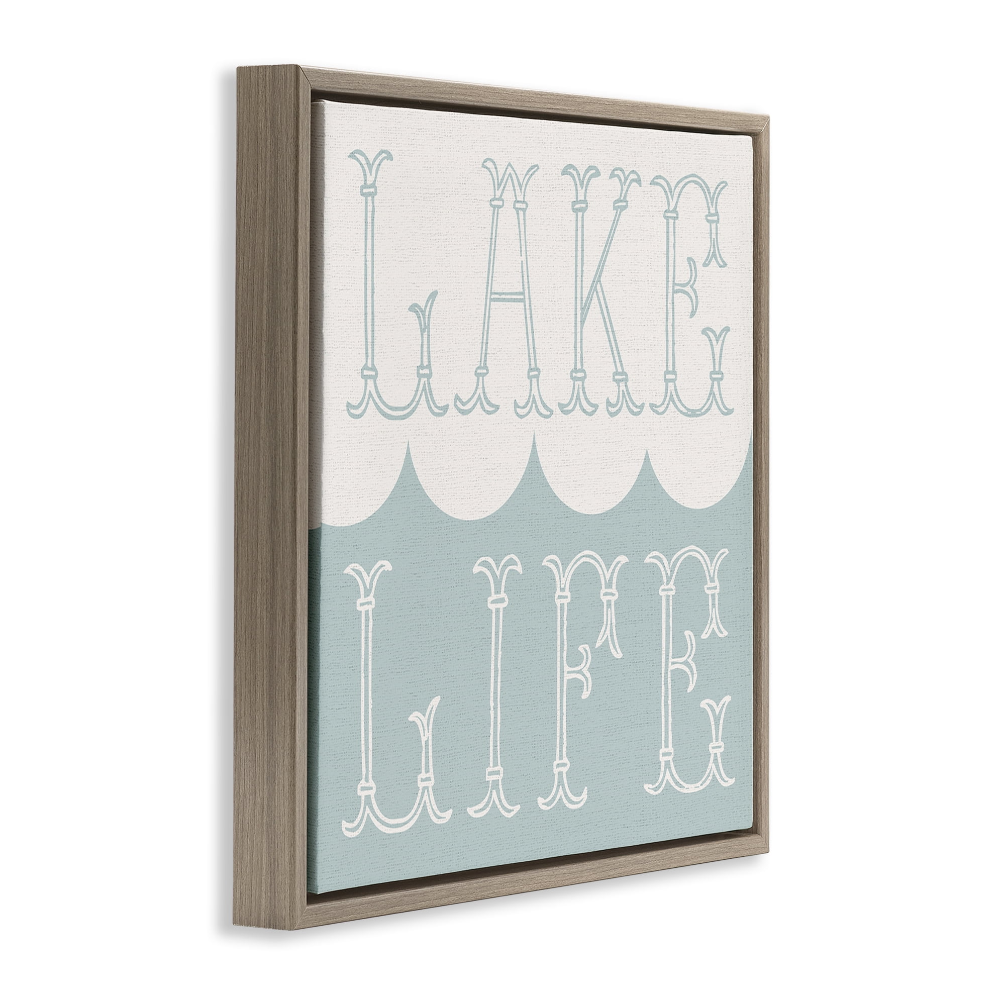 Stupell Industries Lake Life with Wave Nautical & Beach Painting Brown Floater Framed Canvas Art Print Wall Art, 25 x 25
