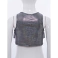 thumbnail image 4 of TSSOE Kids Girls Sparkly Metallic Ruffle Modern Hip Hop Jazz Ballet Dance Vest Stage Performance Tank Crop Tops Dancewear Black 10-14, 4 of 6