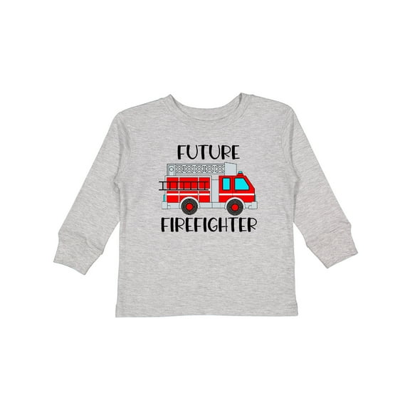 Inktastic Future Firefighter Red Fire Truck Engine Boys or Girls Long Sleeve Toddler T-Shirt