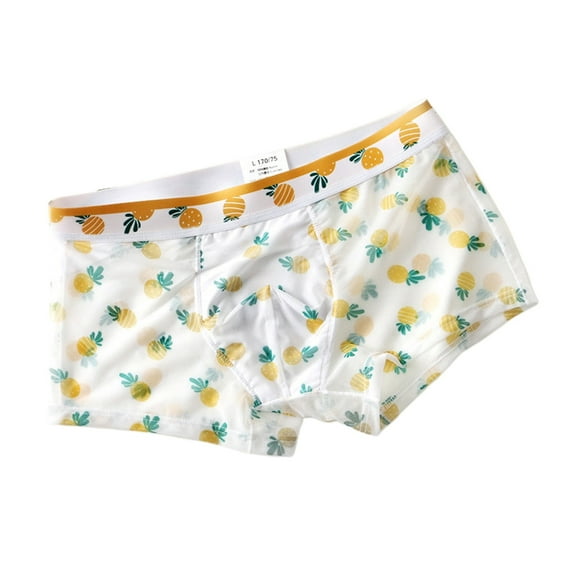 IWRICH Men's Boxer Briefs Breathable Underwear Low Rise Print Valentines Boxers Yellow XL