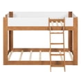 thumbnail image 5 of Twin-Over-Twin Low-Profile Bunk Bed with Guardrails, Wooden Kids Bed with Reversible Ladder, Accent Two-Tone Bed Frame, 5 of 11
