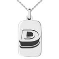 thumbnail image 1 of Stainless Steel Letter D Initial 3D Monogram Engraved Small Rectangle Dog Tag Charm Pendant Necklace, 1 of 1