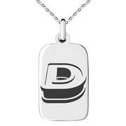 Stainless Steel Letter D Initial 3D Monogram Engraved Small Rectangle Dog Tag Charm Pendant Necklace
