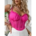 thumbnail image 3 of Women's Corset Crop Tops Sleeveless Spaghetti Strap Hook and Lace Bustier Tops, 3 of 9