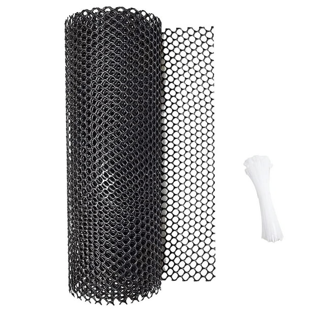 Red de alambre de gallinero de plástico para decoración, manualidades, alambre para cercas, ligero, hexagonal Negro