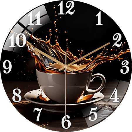15.75 Inch A Stylish Modern Coffee Cup Splash Glass Wall Clock for Living Room, Bedroom, Kitchen, Home Decoration, Holiday Gift(Battery Not Included), 40cm