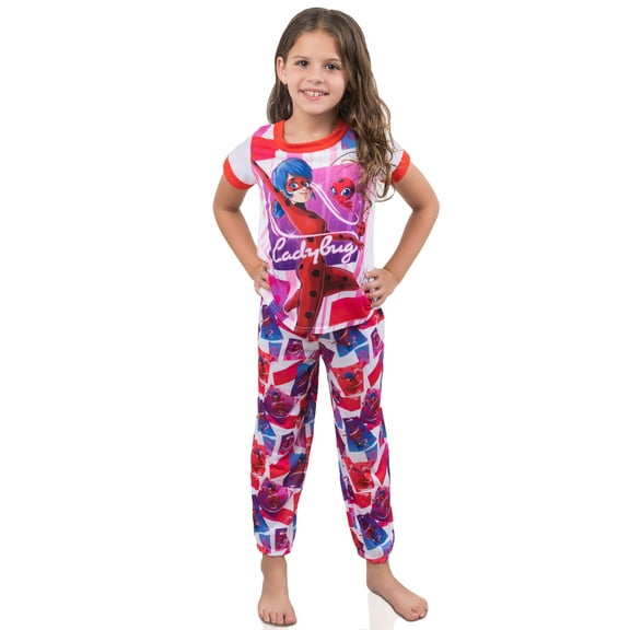 Miraculous Ladybug Striped Short Sleeve Pajama Set, Size: 4