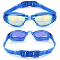 thumbnail image 2 of Lot de 2 Lunettes de Natation Antibuée pour Adultes Hommes Femmes Jeunes Enfants (Bleu Coloré et Noir), 2 of 9