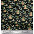 thumbnail image 1 of Soimoi Black Cotton Voile Fabric Palm Tree & Girl Beach Printed Craft Fabric by the Yard 56 Inch Wide, 1 of 3