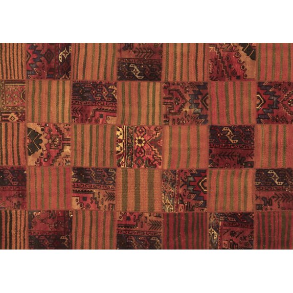 Ahgly Company Indoor Rectangle Patchwork Brown Transitional Area Rugs, 2' x 5'