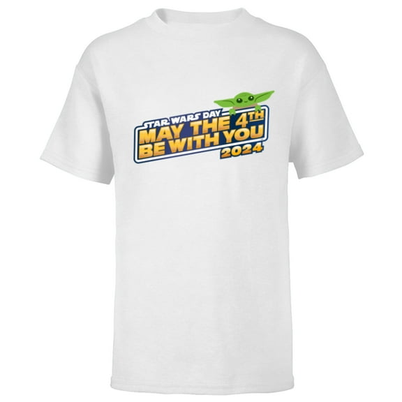 Star Wars Grogu May the 4th Be With You Star Wars Day 2024 - Short Sleeve T-Shirt for Kids - Customized-White