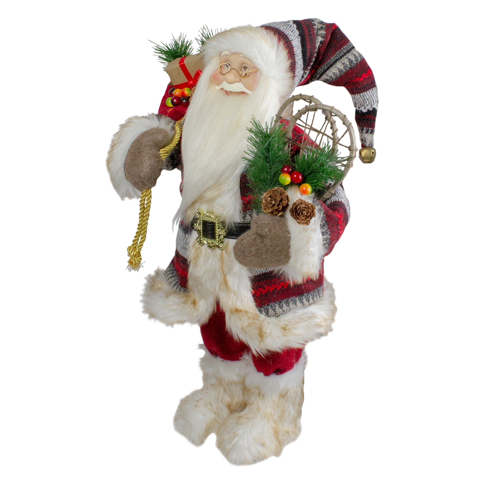 18" Standing Santa Christmas Figure with Snow Shoes and Fur Boots