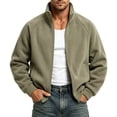 thumbnail image 6 of Men's Polar Fleece Jackets Lightweight Loose Soft Winter thermal Coats Outdoor Windproof Zip Up Jacket with Pockets Big & Tall Size M-5XL Khaki, 6 of 9