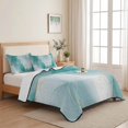 thumbnail image 5 of Twin XL Quilt Set 68''x98'', Turquoise Ombre Marble Lightweight Bedspread Coverlet with 2 Pillow Shams, Yellow Modern Geometric Abstract Art Breathable All Season Quilt Bedding for Dorm/Guest Room, 5 of 9