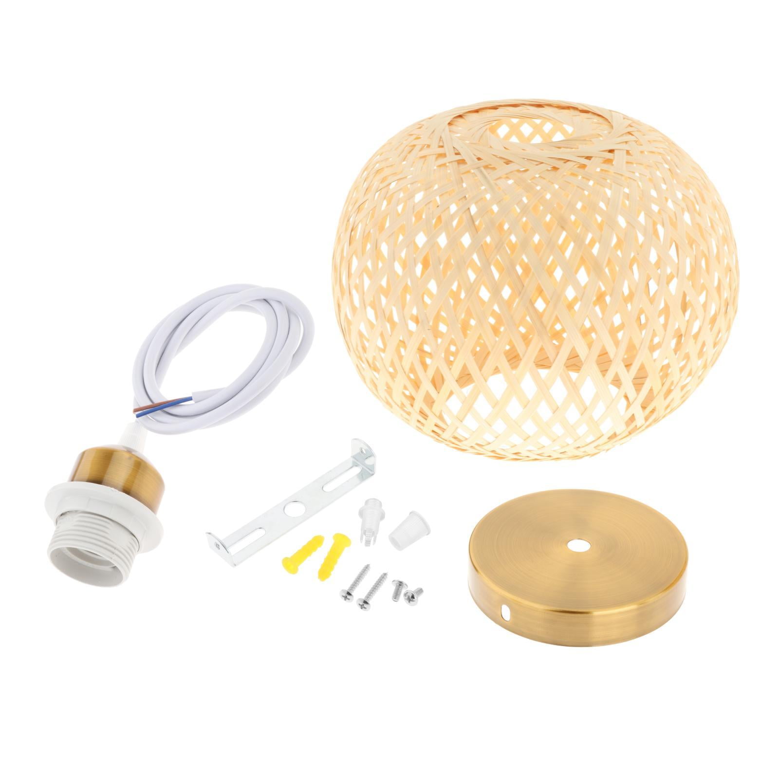 EHJRE Retro Style Bamboo Pendant Lampshade Restaurant Hotel Cafe Bar Bedroom Office Living Room Replacement Hanging Ceiling Chandelier Light Cover Removable