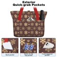 thumbnail image 2 of Tote Bag for Women - Brown Christmas Snowflake Pattern Shoulder Bag - Large Utility Work Duffle Bag with Zipper Handbag for Travel, Work, Sprots, 2 of 5