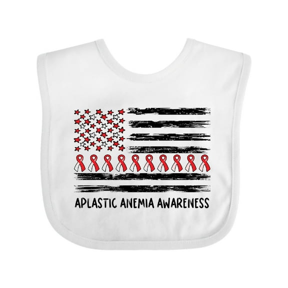 Inktastic Aplastic Anemia Awareness Red and White Ribbons and Flag Boys or Girls Baby Bib