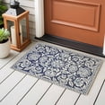 thumbnail image 4 of 2x3 Ft Entryway Area Rug, Blue Boho Flower Kitchen Rug Runner Washable Floor Mat, Country Vintage Tribal Ethnic Motifs Non Slip Indoor Door Mat Throw Carpet for Bathroom Living Room Bedroom, 4 of 8